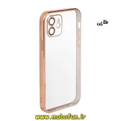 قاب گوشی iPhone 12 آیفون طرح ژله ای الکتروپلیتینگ محافظ لنز دار اورجینال یونیک کیس Unique Case طلایی کد 287