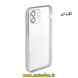 قاب گوشی iPhone 12 آیفون طرح ژله ای الکتروپلیتینگ محافظ لنز دار اورجینال یونیک کیس Unique Case نقره ای کد 288