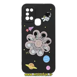 قاب گوشی Galaxy A21S سامسونگ سیلیکونی ژله ای اسپینر دار طرح فضانورد محافظ لنز دار Pro Camera مشکی کد 315