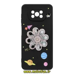 قاب گوشی Xiaomi Poco X3 NFC - Poco X3 Pro پوکو شیائومی سیلیکونی ژله ای اسپینر دار طرح فضانورد محافظ لنز دار Pro Camera مشکی کد 548