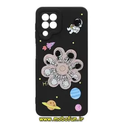 قاب گوشی Galaxy A22 4G - Galaxy M32 4G سامسونگ سیلیکونی ژله ای اسپینر دار طرح عروسکی فضانورد محافظ لنز دار Pro Camera مشکی کد 147