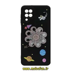 قاب گوشی Galaxy A12 سامسونگ سیلیکونی ژله ای اسپینر دار طرح فضانورد محافظ لنز دار Pro Camera مشکی کد 403