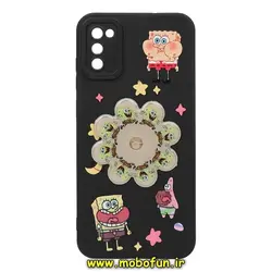 قاب گوشی Galaxy A03S سامسونگ سیلیکونی ژله ای اسپینر دار طرح عروسکی باب اسفنجی محافظ لنز دار Pro Camera مشکی کد 76