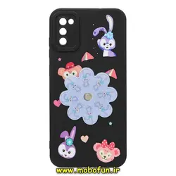 قاب گوشی Galaxy A03S سامسونگ سیلیکونی ژله ای اسپینر دار طرح عروسکی خرگوشی محافظ لنز دار Pro Camera مشکی کد 75