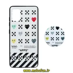 قاب گوشی Galaxy A51 سامسونگ فانتزی سوزنی برجسته طرح Off-White پاپ سوکت دار کد 305