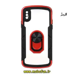 قاب گوشی iPhone X - iPhone XS آیفون بتمن ضد ضربه پشت شفاف دوررنگی هولدر دار محافظ لنز دار اورجینال قرمز کد 197