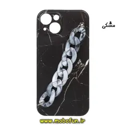 قاب گوشی iPhone 13 آیفون ماربل سنگی آویزدار زنجیری مشکی کد 77