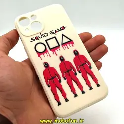 قاب گوشی iPhone 13 آیفون سیلیکونی ژله ای طرح اسکویید گیم Squid Game بازی مرکب محافظ لنز دار سفید استخوانی کد 70