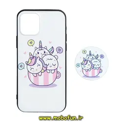 قاب گوشی iPhone 12 - iPhone 12 Pro آیفون فانتزی برجسته طرح یونیکورن کوچولو پاپ سوکت دار کد 260