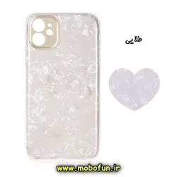 قاب گوشی iPhone 11 آیفون طرح ماربل پاپ سوکت دار قلبی طلایی کد 127