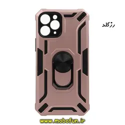 قاب گوشی iPhone 11 Pro آیفون طرح ضد ضربه بتمن هولدر دار محافظ لنز دار ایربگ دار رزگلد کد 112