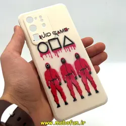 قاب گوشی Galaxy S20 Ultra سامسونگ سیلیکونی ژله ای طرح اسکویید گیم Squid Game بازی مرکب محافظ لنز دار سفید استخوانی کد 74