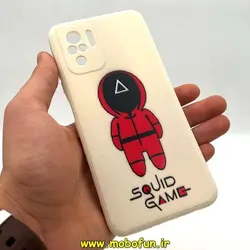 قاب گوشی Redmi Note 10 4G - Redmi Note 10S شیائومی سیلیکونی ژله ای طرح اسکویید گیم Squid Game بازی مرکب محافظ لنز دار سفید استخوانی کد 171