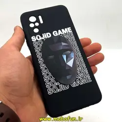 قاب گوشی Redmi Note 10 4G - Redmi Note 10S شیائومی سیلیکونی ژله ای طرح اسکویید گیم Squid Game بازی مرکب محافظ لنز دار مشکی کد 169