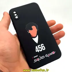 قاب گوشی iPhone X - iPhone XS آیفون سیلیکونی ژله ای طرح اسکویید گیم Squid Game بازی مرکب محافظ لنز دار مشکی کد 158