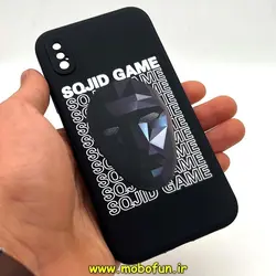 قاب گوشی iPhone X - iPhone XS آیفون سیلیکونی ژله ای طرح اسکویید گیم Squid Game بازی مرکب محافظ لنز دار مشکی کد 159