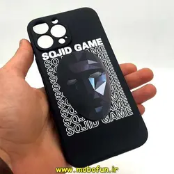 قاب گوشی iPhone 13 Pro Max آیفون سیلیکونی ژله ای طرح اسکویید گیم Squid Game بازی مرکب محافظ لنز دار مشکی کد 55