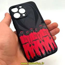 قاب گوشی iPhone 13 Pro آیفون سیلیکونی ژله ای طرح اسکویید گیم Squid Game بازی مرکب محافظ لنز دار مشکی کد 51