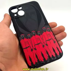 قاب گوشی iPhone 13 آیفون سیلیکونی ژله ای طرح اسکویید گیم Squid Game بازی مرکب محافظ لنز دار مشکی کد 52