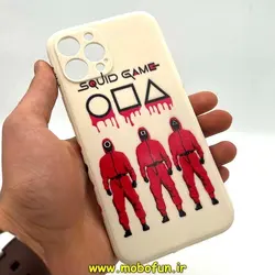 قاب گوشی iPhone 12 Pro Max آیفون سیلیکونی ژله ای طرح اسکویید گیم Squid Game بازی مرکب محافظ لنز دار سفید استخوانی کد 129