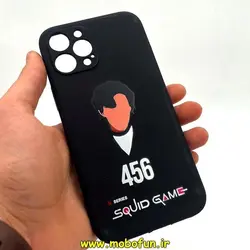 قاب گوشی iPhone 12 Pro Max آیفون سیلیکونی ژله ای طرح اسکویید گیم Squid Game بازی مرکب محافظ لنز دار مشکی کد 127