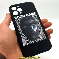قاب گوشی iPhone 12 Pro Max آیفون سیلیکونی ژله ای طرح اسکویید گیم Squid Game بازی مرکب محافظ لنز دار مشکی کد 126