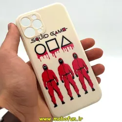 قاب گوشی iPhone 12 Pro آیفون سیلیکونی ژله ای طرح اسکویید گیم Squid Game بازی مرکب محافظ لنز دار سفید استخوانی کد 200