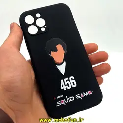 قاب گوشی iPhone 12 Pro آیفون سیلیکونی ژله ای طرح اسکویید گیم Squid Game بازی مرکب محافظ لنز دار مشکی کد 198