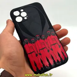 قاب گوشی iPhone 12 Pro آیفون سیلیکونی ژله ای طرح اسکویید گیم Squid Game بازی مرکب محافظ لنز دار مشکی کد 197