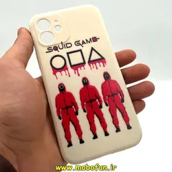 قاب گوشی iPhone 12 آیفون سیلیکونی ژله ای طرح اسکویید گیم Squid Game بازی مرکب محافظ لنز دار سفید استخوانی کد 194