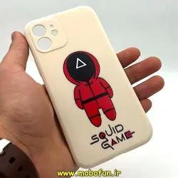 قاب گوشی iPhone 12 آیفون سیلیکونی ژله ای طرح اسکویید گیم Squid Game بازی مرکب محافظ لنز دار سفید استخوانی کد 193