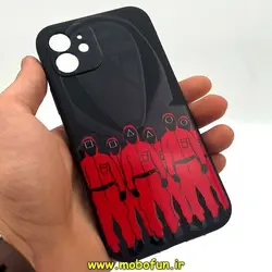 قاب گوشی iPhone 12 آیفون سیلیکونی ژله ای طرح اسکویید گیم Squid Game بازی مرکب محافظ لنز دار مشکی کد 192