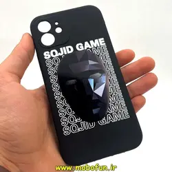 قاب گوشی iPhone 12 آیفون سیلیکونی ژله ای طرح اسکویید گیم Squid Game بازی مرکب محافظ لنز دار مشکی کد 191