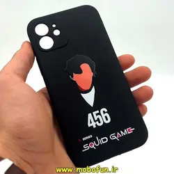 قاب گوشی iPhone 12 آیفون سیلیکونی ژله ای طرح اسکویید گیم Squid Game بازی مرکب محافظ لنز دار مشکی کد 190