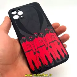 قاب گوشی iPhone 11 Pro Max آیفون سیلیکونی ژله ای طرح اسکویید گیم Squid Game بازی مرکب محافظ لنز دار مشکی کد 134