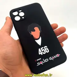 قاب گوشی iPhone 11 Pro Max آیفون سیلیکونی ژله ای طرح اسکویید گیم Squid Game بازی مرکب محافظ لنز دار مشکی کد 132