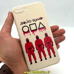 قاب گوشی iPhone 7 Plus - iPhone 8 Plus آیفون سیلیکونی ژله ای طرح اسکویید گیم Squid Game بازی مرکب محافظ لنز دار سفید استخوانی کد 139