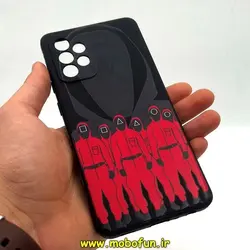 قاب گوشی Galaxy A72 4G - Galaxy A72 5G سامسونگ سیلیکونی ژله ای طرح اسکویید گیم Squid Game بازی مرکب محافظ لنز دار مشکی کد 183