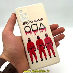 قاب گوشی Galaxy A71 سامسونگ سیلیکونی ژله ای طرح اسکویید گیم Squid Game بازی مرکب محافظ لنز دار سفید استخوانی کد 236