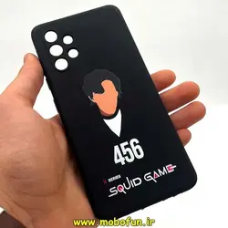 قاب گوشی Galaxy A32 4G سامسونگ سیلیکونی ژله ای طرح اسکویید گیم Squid Game بازی مرکب محافظ لنز دار مشکی کد 223