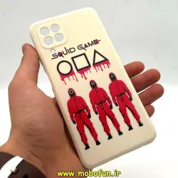 قاب گوشی Galaxy A22 4G - Galaxy M32 4G سامسونگ سیلیکونی ژله ای طرح اسکویید گیم Squid Game بازی مرکب محافظ لنز دار سفید استخوانی کد 85