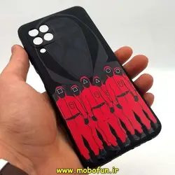 قاب گوشی Galaxy A22 4G - Galaxy M32 4G سامسونگ سیلیکونی ژله ای طرح اسکویید گیم Squid Game بازی مرکب محافظ لنز دار مشکی کد 83