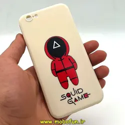قاب گوشی iPhone 6 - iPhone 6s آیفون سیلیکونی ژله ای طرح اسکویید گیم Squid Game بازی مرکب محافظ لنز دار سفید استخوانی کد 108