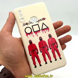 قاب گوشی Galaxy A10S سامسونگ سیلیکونی ژله ای طرح اسکویید گیم Squid Game بازی مرکب محافظ لنز دار سفید استخوانی کد 211