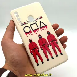 قاب گوشی Galaxy A20S سامسونگ سیلیکونی ژله ای طرح اسکویید گیم Squid Game بازی مرکب محافظ لنز دار سفید استخوانی کد 267
