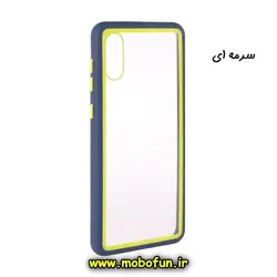 قاب گوشی Galaxy A02 - Galaxy M02 سامسونگ طرح پشت طلق شفاف دور سیلیکونی رنگی سرمه ای کد 110