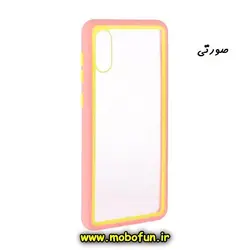 قاب گوشی Galaxy A02 - Galaxy M02 سامسونگ طرح پشت طلق شفاف دور سیلیکونی رنگی صورتی کد 108