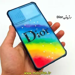 قاب گوشی Poco M3 شیائومی طرح رزینی IMD ایربگ دار فانتزی محافظ لنز دار کشویی رزینی Dior کد 218