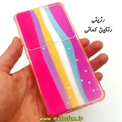 قاب گوشی Galaxy A32 4G سامسونگ طرح رزینی IMD ایربگ دار فانتزی محافظ لنز دار کشویی رزینی رنگین کمانی کد 191