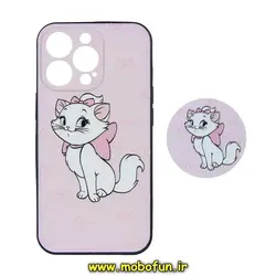 قاب گوشی iPhone 13 Pro آیفون فانتزی برجسته طرح گربه اشرافی پاپ سوکت دار محافظ لنز دار کد 12